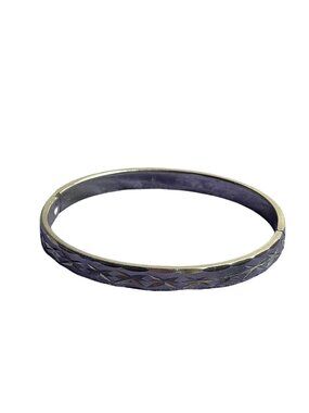 Vintage Silvertone Hinged Bracelet Textured Patterned 7 inches